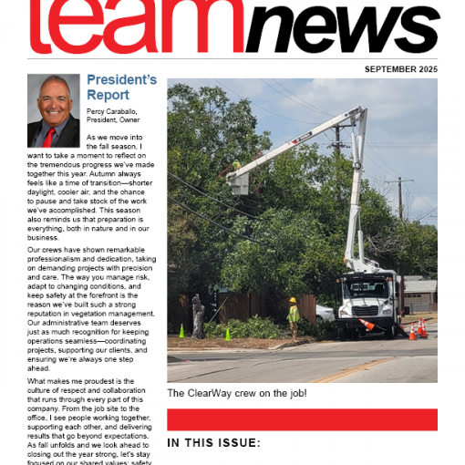 Cover of ClearWay Industries Vegetation Management Tree Clearing Company Newsletter for September 2025